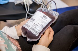 In einer Zentrifuge wird die Vollblutspende in rotes Blut, Blutplättchen und Plasma aufgeteilt und unterschiedlich gelagert