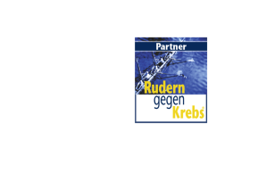 Logo von Rudern gegen Krebs mit Rudernbooten auf dem Wasser und dem Zusatz Partner